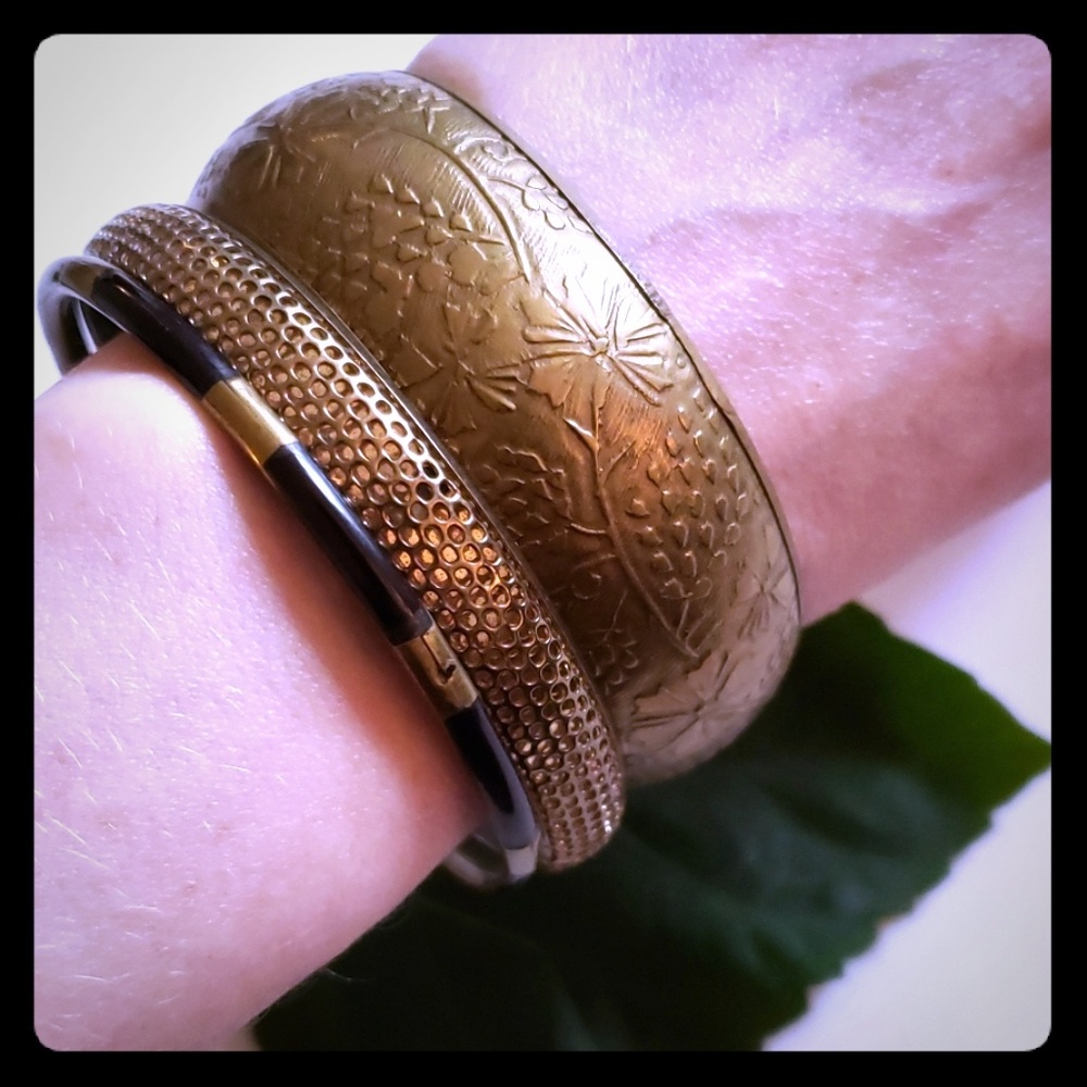 Vintage Boho brass bangle bracelets